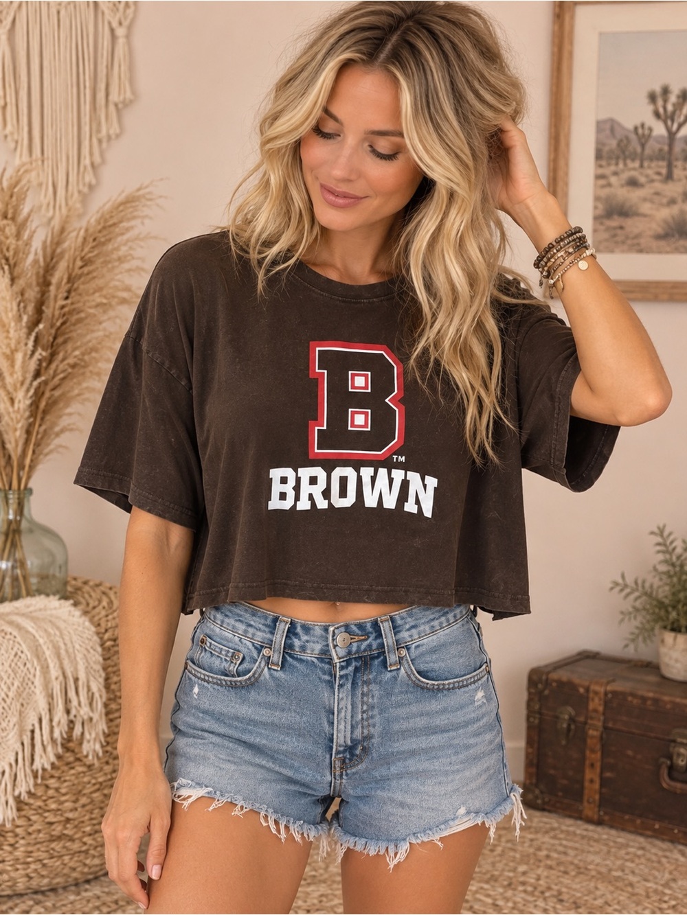 Brown University Cropped Graphic Tee - BROWN
